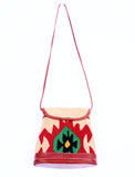 Vintage Kilim Handbag - Dark Tan Leather