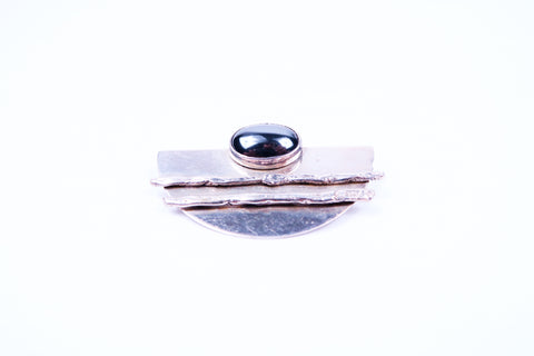 Art Deco Sterling Silver Brooch - Half Circle