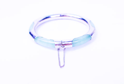 Jade and Sterling Silver Bangle