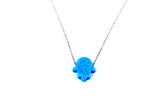 Opal Hamsa Necklace on Sterling Silver Chain