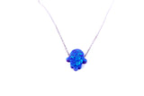 Opal Hamsa Necklace on Sterling Silver Chain