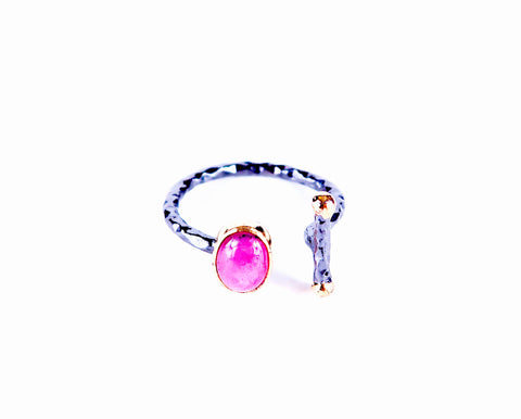 Gemstone Ring - Pink Tourmaline with Bar