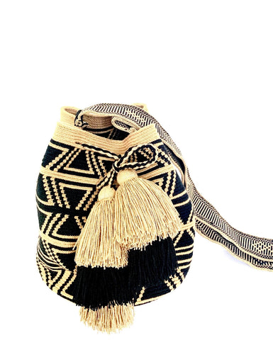 Wayuu Mochila Handbag - Tan and Black