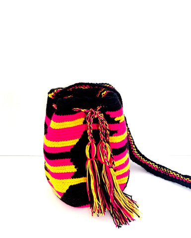 Wayuu Mochila Handbag - Sm Pink and Yellow