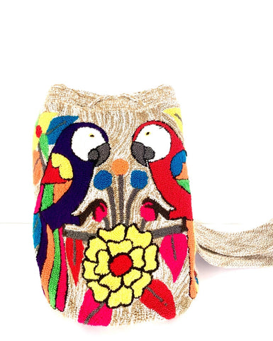 Wayuu Mochila Handbag - Lg 2 Parrots