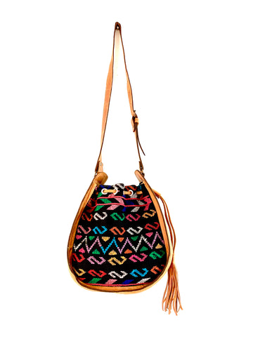 Leather Boho Bag with Embroidery