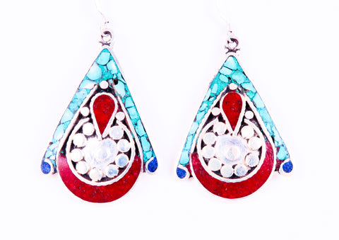 Tibetan Geometric Drop Earrings