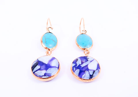 Glass and Turquoise Drop Earrings