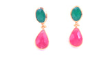 Drop Earrings - Jade and Pink Quartz